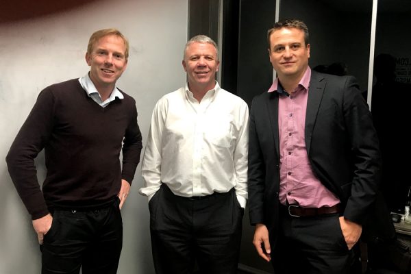 Stellar's Craig Larmer (L) and Chris du Toit (R) with Dan "Data Vault" Linstedt